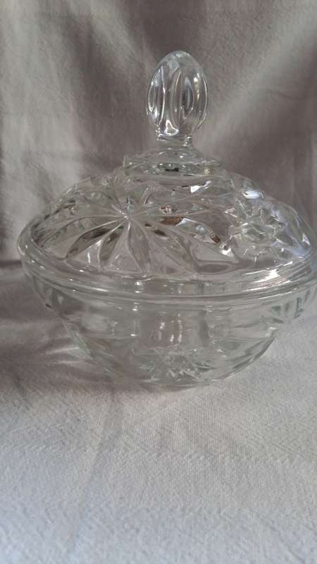 Vintage Cut Glass Bowl & Lid